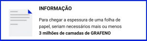 para chegar a espessura de uma folha de papel, seriam necessários mais ou menos 3 milhões de camadas de grafeno